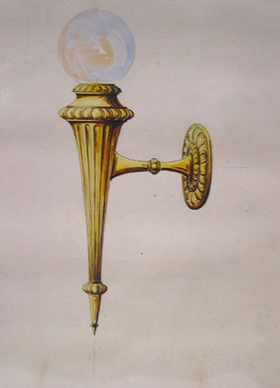 Item #29357 Original pen and watercolor design for ornamental light fixture. George R. Benda