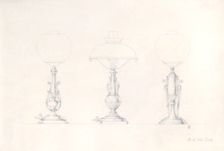 Item #29367 Original pencil design for three gas-lamp bases; signed with monogram “GB” and...
