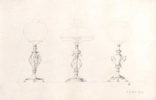 Item #29368 Original pencil design for three gas-lamp bases; signed with monogram “GB” and...