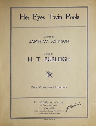 Item #29488 “Her Eyes Twin Pools”: Original sheet music of this romantic popular song, words...