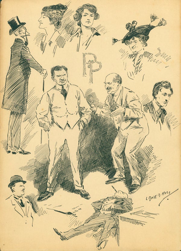 "Potash and Perlmutter": Original drawing of the characters in this play, ink on board, signed lower right