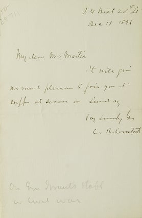 Item #29711 Autograph note signed “C. B. Comstock”. C. B. Comstock