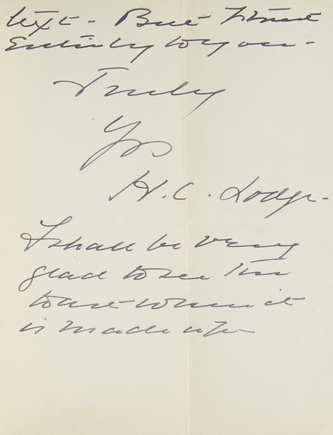 Autograph letter signed “H. C. Lodge” (2/2)