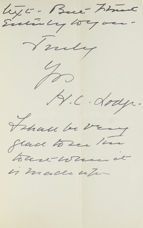 Autograph letter signed “H. C. Lodge” (2/2)