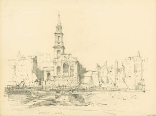 Item #29958 “St. Vedast / 24-3-45”: Original pencil rendering of the blitzed London church...