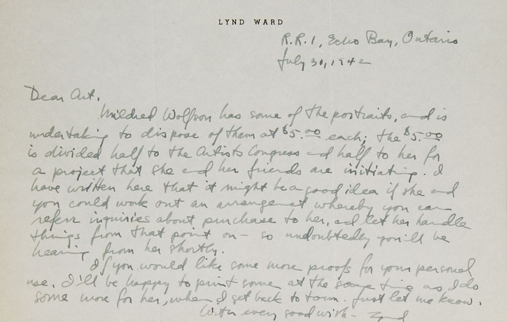 Signned Letters Autograph Letter, signed - Lynd Ward