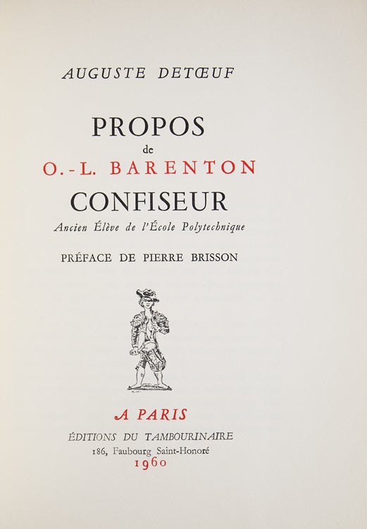 Propos de O.L. Barenton Confiseur. Préface de Pierre Brisson