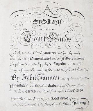 Item #300066 [Engraved title-page for:] A System of the Court Hands. English Penmanship, John...