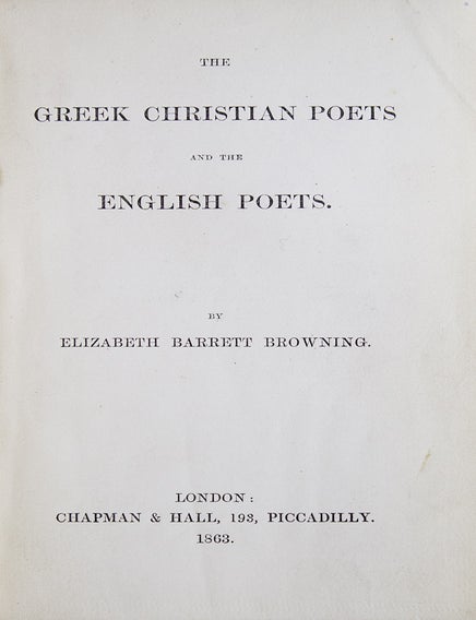 The Greek Christian Poets and the English Poets