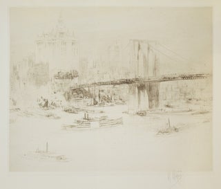 Item #300442 [Five etchings of New York City scenes] "Brooklyn Bridge," "Park Avenue,"...