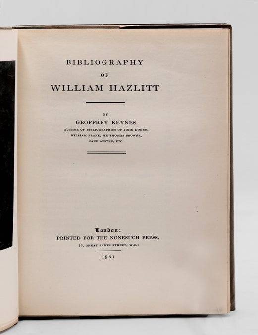 Bibliography of William Hazlitt