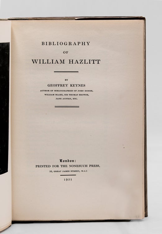 Bibliography of William Hazlitt