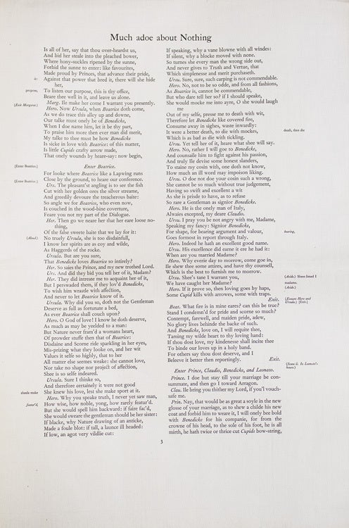 Proof Sheet for a Nonesuch Press edition in Folio of William Shakespeare