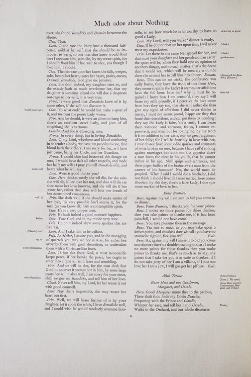 Proof Sheet for a Nonesuch Press edition in Folio of William Shakespeare