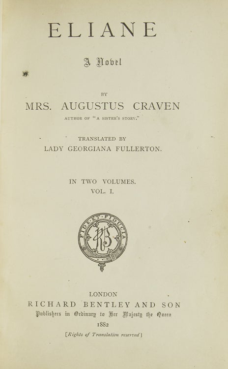 Eliane. A Novel. Translated by Lady Georgina Fullerton