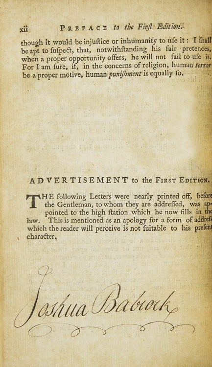 The Palladium of Conscience or, The Foundation of Religious Liberty Displayed, Asserted, and Established, Agreeable to its True and Genuine Principals, Above the Reach of all Petty Tyrants ... Being a Necessary Companion for Every Lover of Religious Liberty... And an Interesting Appendix to Blackstone's Commentaries on the Laws of England