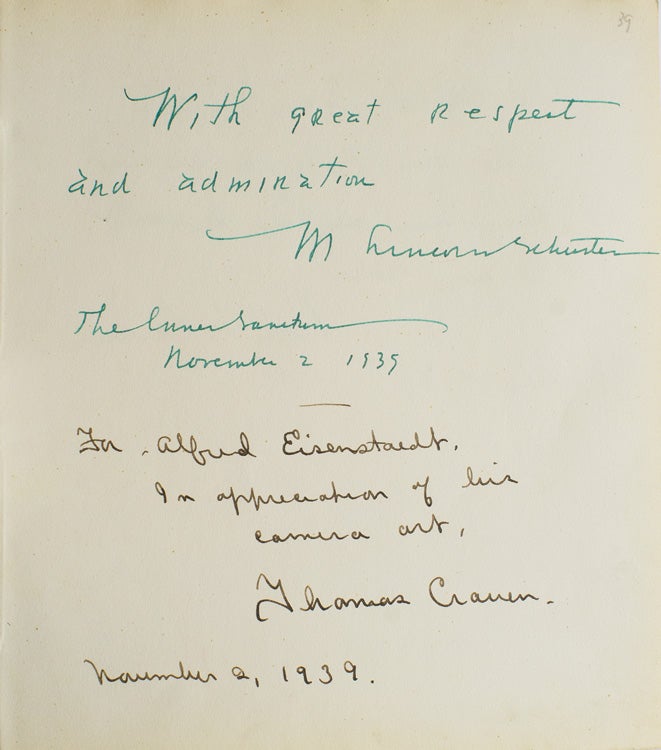 ANS from M. Lincoln Schuster to Alfred Eisenstaedt with 2 others, Thomas Craven and Roy E. Larsen of Time-Life