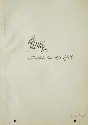 Item #301593 Autograph of King Gustav V of Sweden. Gustav V
