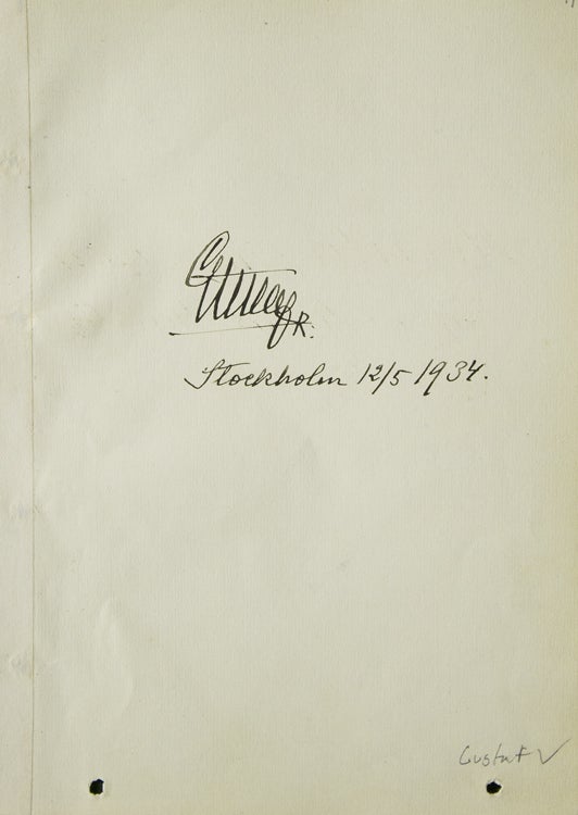 Item #301593 Autograph of King Gustav V of Sweden. Gustav V.