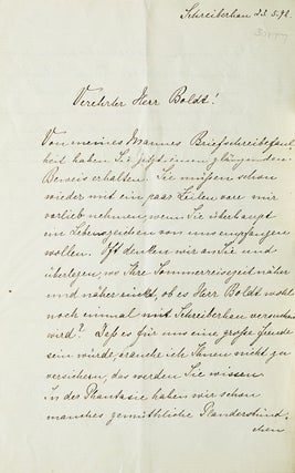 Item #30177 Autograph postscript signed “Gerhart Hauptmann” on autograph letter by Marie...