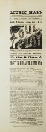 Item #301782 Broadside: Music Hall. Manager: J.B. Booth. The Great Success! Monday & Tuesday...