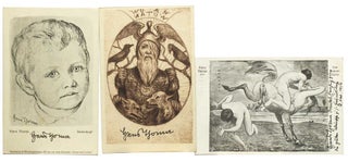 Item #30179 Three postcards each showing works by Thoma, each signed on the recto, two of the...
