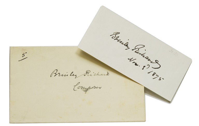 Item #30180 Signature and date on slip “Brinley Richards”. Brinley Richards, Welsh Composer, Henry.