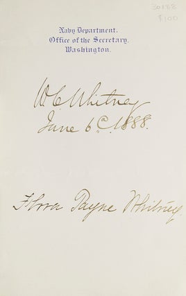 Item #30188 Signatures on a leaf of stationery from the Navy Department. Whitney, Flora Payne,...