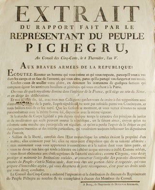 Item #302114 Printed Broadside, with caption title: Extrait du Rapport Fait par le Représentant...