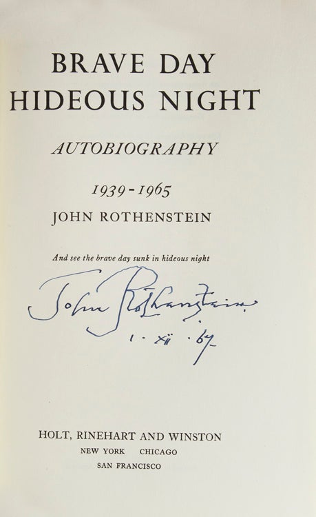Brave Day Hideous Night Autobiography 1939 — 1965