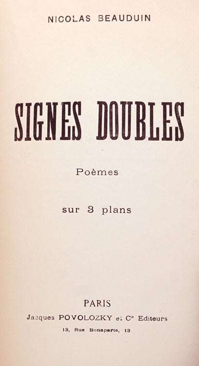 Signes Doubles. Poèmes sur 3 plans