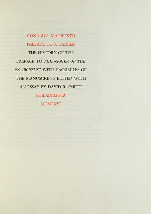 Conrad's Manifesto: Preface to a Career