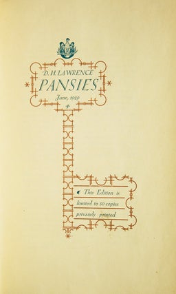 Item #302899 Pansies June, 1929. D. H. Lawrence