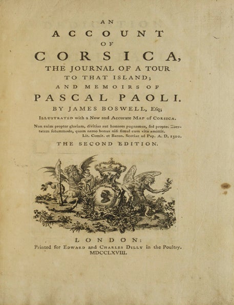 An Account of Corsica, The Journal of a Tour to that Island and memoirs of Pascal Paoli