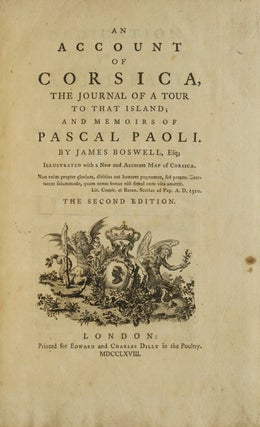 An Account of Corsica, The Journal of a Tour to that Island and memoirs of Pascal Paoli