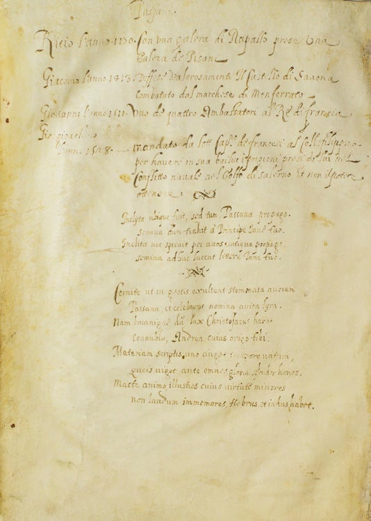 Autograph Manuscript Records of the noble Passano family of Genoa, Italy compiled for Antonio Da Passano the 123rd Doge of Genoa and Corsica and his children, heirs, and successors