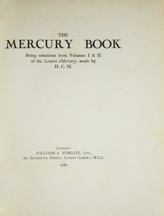 The Mercury Book - Joseph Conrad, H. Cotton Minchin - Firtst Edition