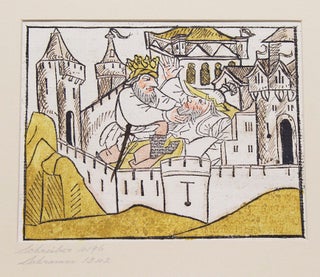 Item #303818 Handcolored woodcut illustration from Heldenbuch. Elberich and the King. Johann...