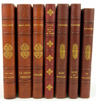 Item #303846 Collection of 7 fully bound in brown morocco novels in French