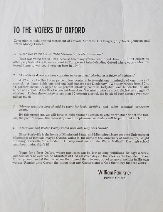 Beer Broadside, To the Voters of Oxford