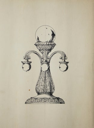 Item #304064 Original ink drawing in pen and ink of a electrical lighting fixture. George R. Benda