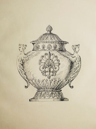 Item #304074 Original ink drawing of elaborate covered bowl. George R. Benda