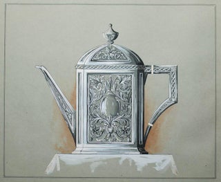 Item #304075 Original drawing of a Tea Pot heightened in white. George R. Benda