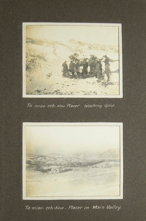 Bound volume containing 48 original photographs of mining activities in northern China, and transport there on the Trans-Siberian Railroad and through Manchuria