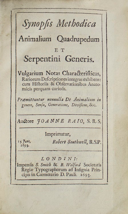Synopsis Methodica Animalium Quadrupedum et Serpentini Generis …