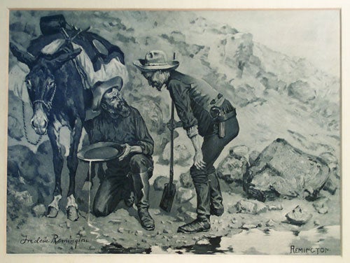 Item #30480 "Miners Prospecting for Gold": artist's proof of the illustration for John Muir's Picturesque California (1888). Frederic Remington.