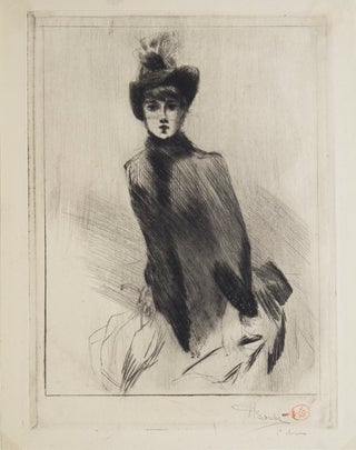 Item #304891 Drypoint: "Femme au chapeau". Henri Boutet