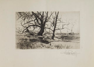 Item #304892 Etching with surface tone: Two Trees Winter Landscape with Trees. Stephen Parrish