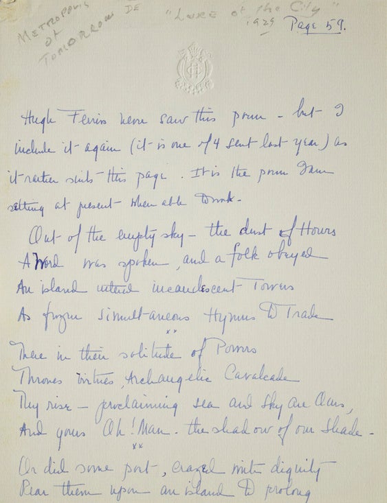 Item #304937 Manuscript of Poem "Those of Lucifer", Signed. Malcolm Cowley.
