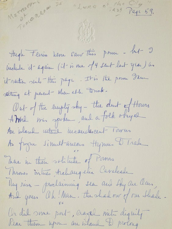 Item #304937 Manuscript of Poem "Those of Lucifer", Signed. Malcolm Cowley.